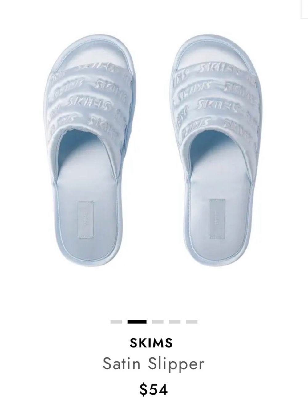 SKIMS Satin Slide Slippers in Pale Blue